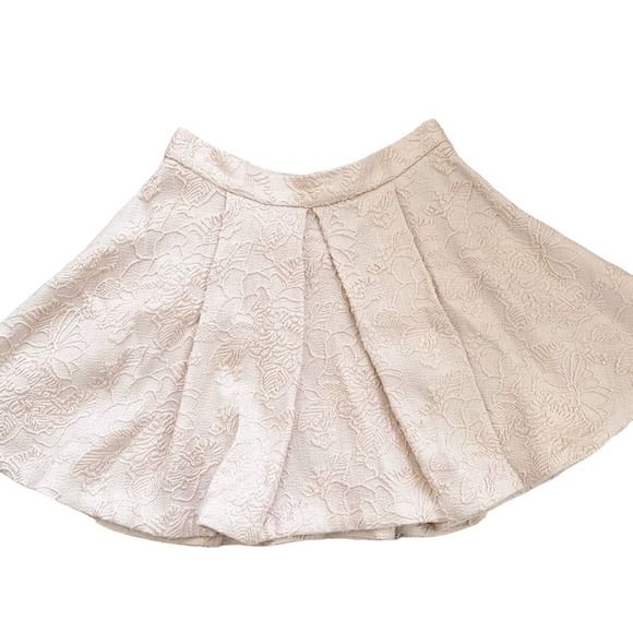 bebe Dresses & Skirts - Bebe Blush Pink Floral Brocade Skater Skirt NWOT